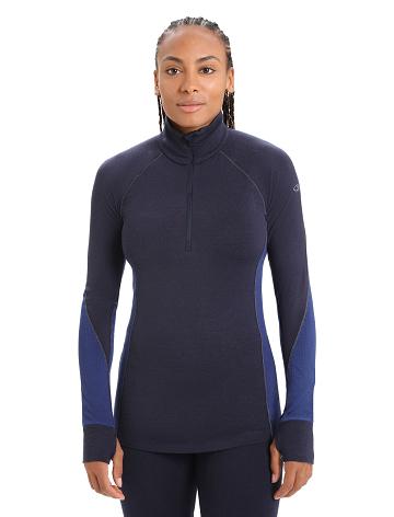 Dámské Base Layers Icebreaker BodyfitZone™ Merino 260 Zone Long Sleeve Half Zip Thermal Top Tmavě Blankyt Královská Modrá Tmavě Blankyt | CZ 1050YXFU